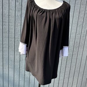 Black Dressy Blouse with White Cuffs